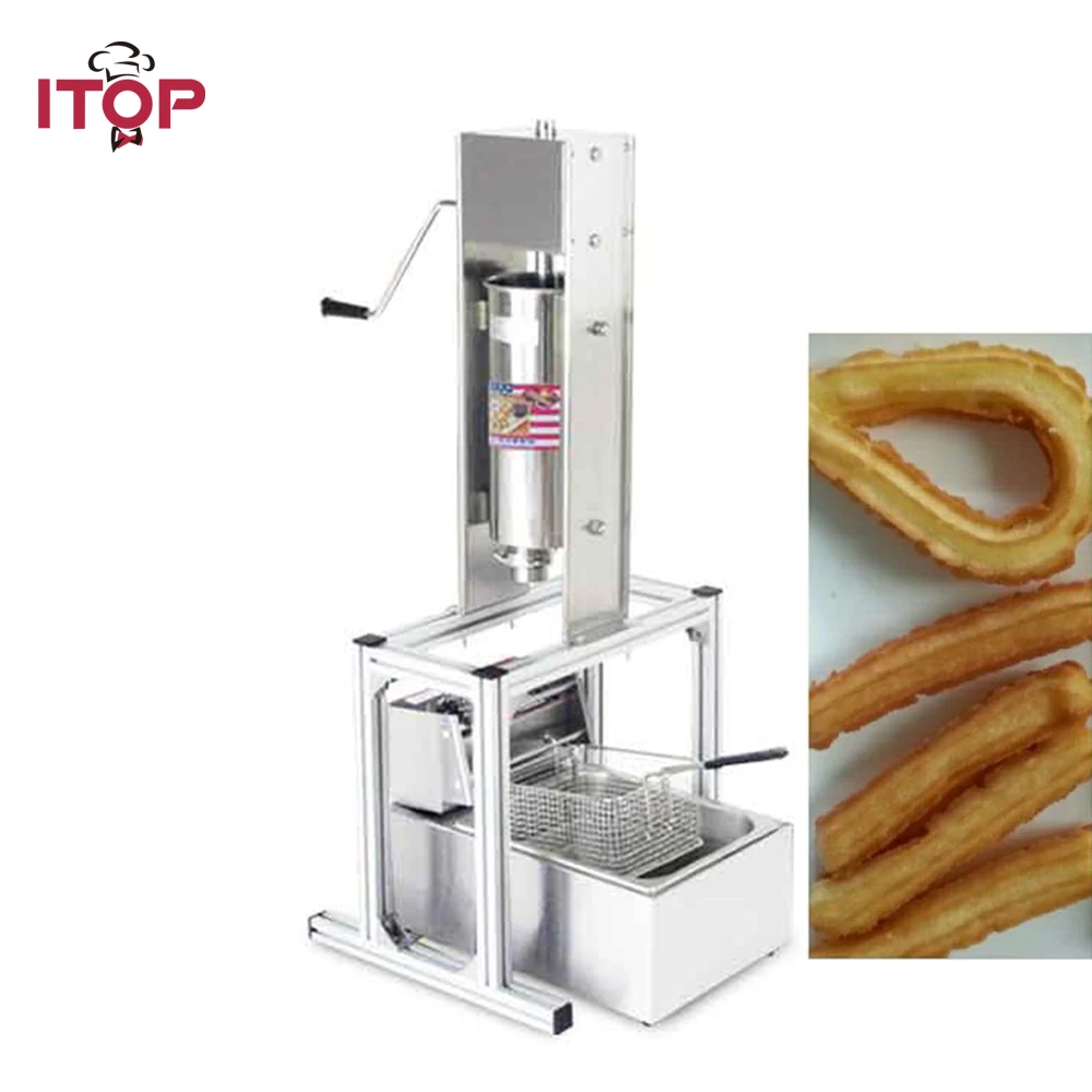 

ITOP Commercial Stainless Steel 5L Churro Maker Filler Manual Spanish Churros Machine Maker With 6L Electric 220V Deep Fryer