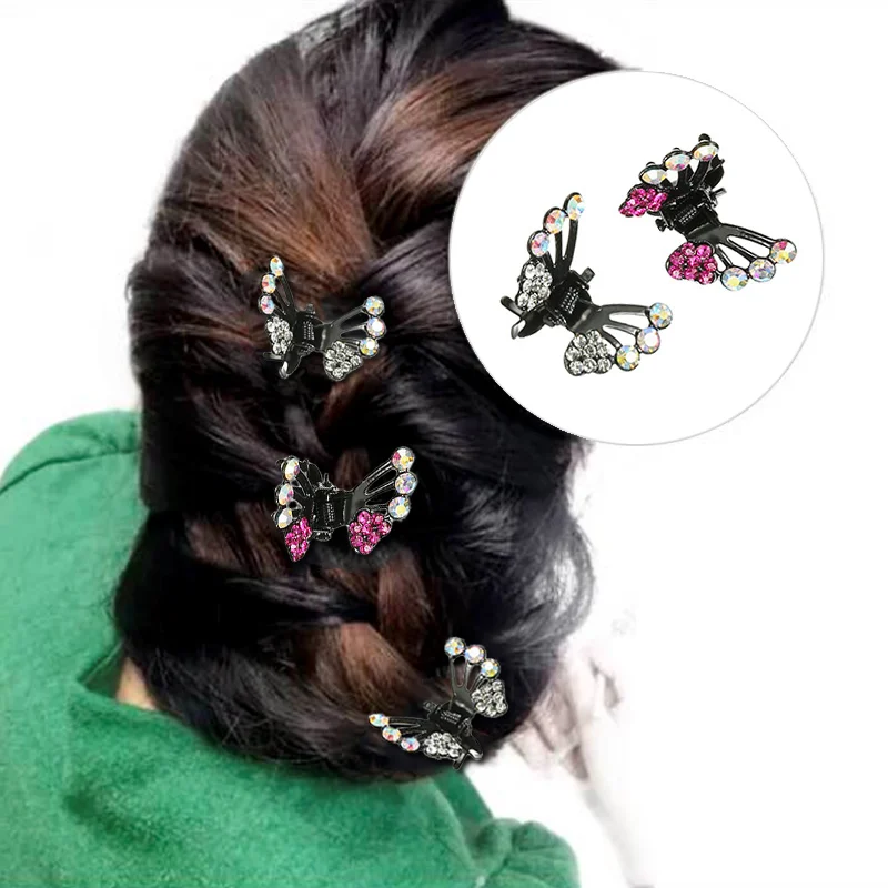 

M MISM 1 pack=6pcs Mini Children Hair Claws Fashion Butterfly Shape Rhinestone Barrettes Women Bride Wedding Hair Accessories