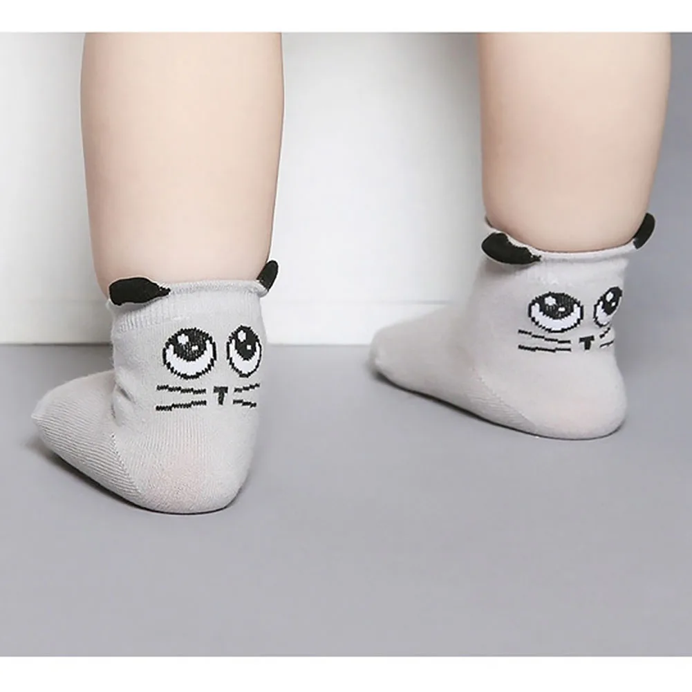 Осенне-зимние носки для малышей с героями мультфильмов; хлопковые милые Нескользящие Асимметричные весенние носки - Цвет: Grey eye