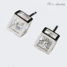 Free Transport 925 Sterling Silver Jewellery Earrings Zirconia Silver Dice Stud Earrings Pendientes de plata