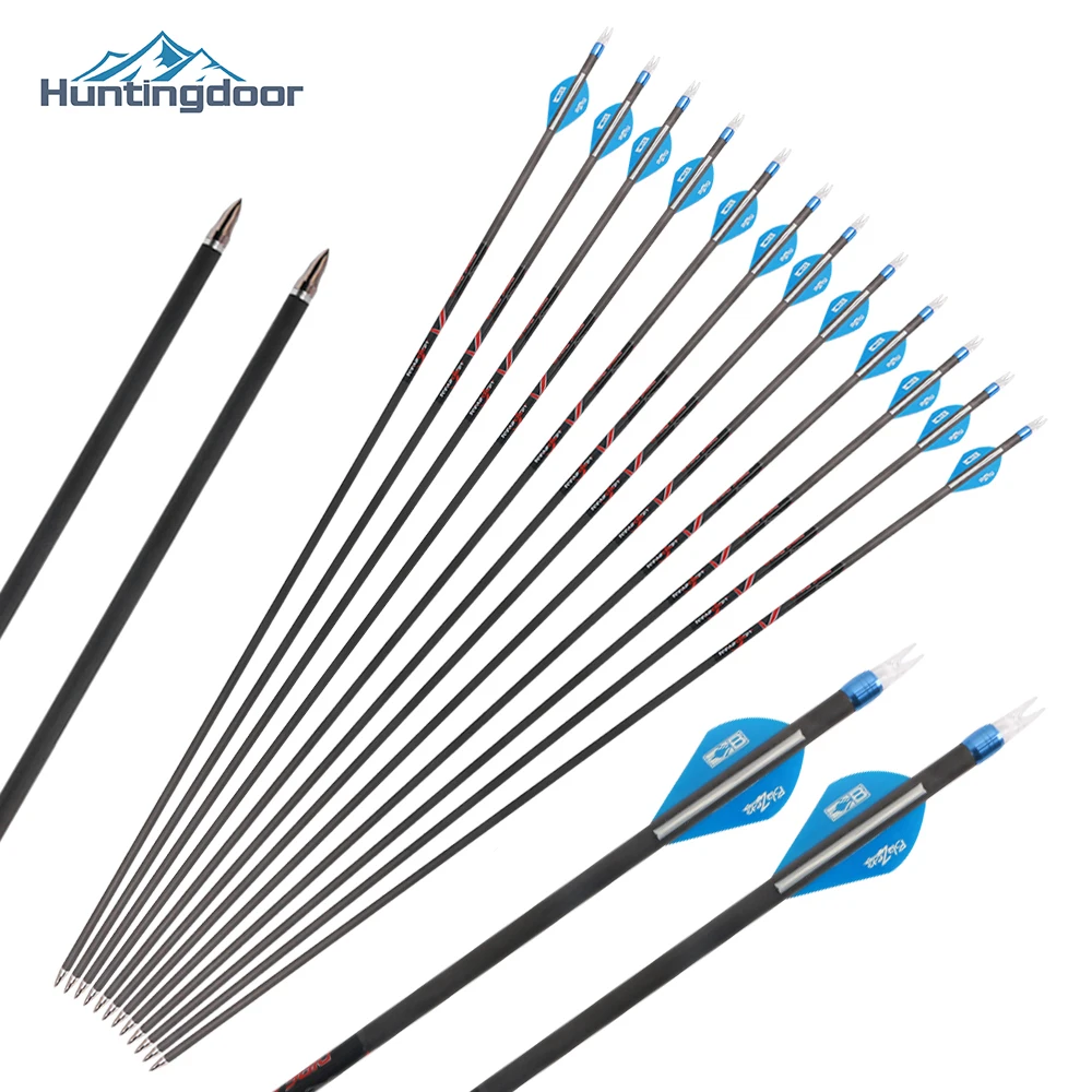 

6/12 pcs replaceable 32 inches Spine 400 Carbon Arrow Aluminum alloy arrow head for Recurve/Compound Bows Archery Hunting