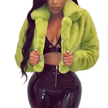 JAYCOSIN осенне-зимнее модное женское однотонное пальто Пушистый флисовый отложной воротник искусственный мех Топ Короткое Свободное пальто с длинными рукавами z1121