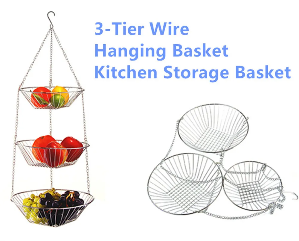 New Home Organization Multipurpose 3 Tier Hanging Fruit Vegetable Kitchen Storage Basket Not Rust Stainless Steel High Quality Kitchen Storage Baskets Storage Basketstorage Baskets Kitchen Aliexpress