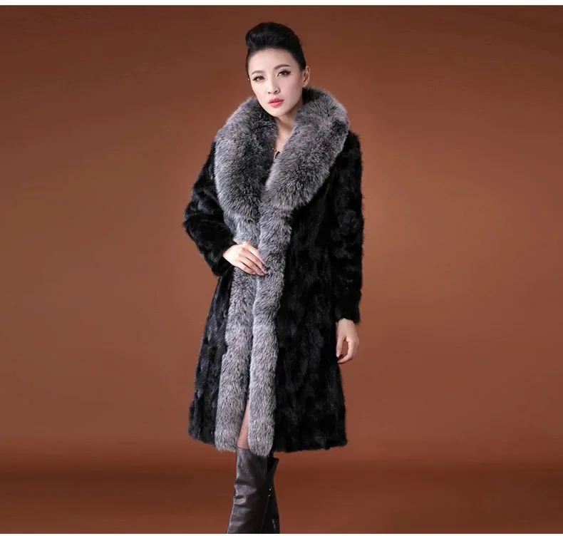 Chaud Lapin Femmes Vestes Black Femme Faux D'hiver J1401 Col Occasionnel Manteaux Section De Femelle Fourrure Grand 3xl Longue Vison S fnWqpZf