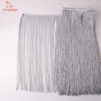 ChengBright 5Yards Rayon Tassel Fringe silver Silk Lace Trim Ribbon Sew Latin Dress Stage Garment Curtain Accessorie 50cm Width