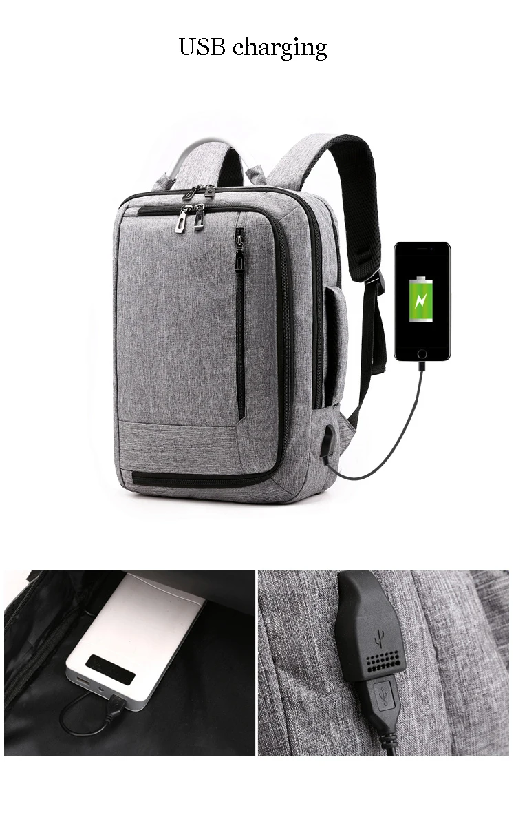 Мужской рюкзак, 15,6 дюймов, сумка для ноутбука, большой емкости, многослойная зарядка через usb, водонепроницаемый, Деловой, для отдыха, для