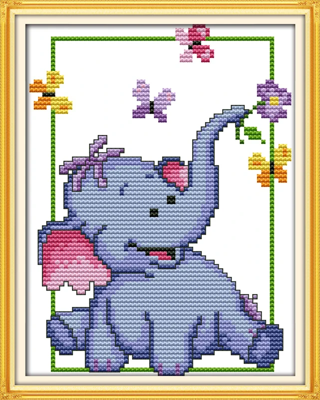 

A cute baby elephan cross stitch kit 14ct 11ct count print canvas stitches embroidery DIY handmade needlework plus