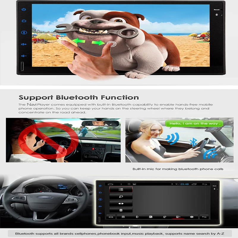 Discount Qual Core 1024*600 2 din Android 7.1 7 Inch 2 DIN 1024*600 Car DVD GPS For VW Passat B6 / B7 / Passat CC with WiFi 3