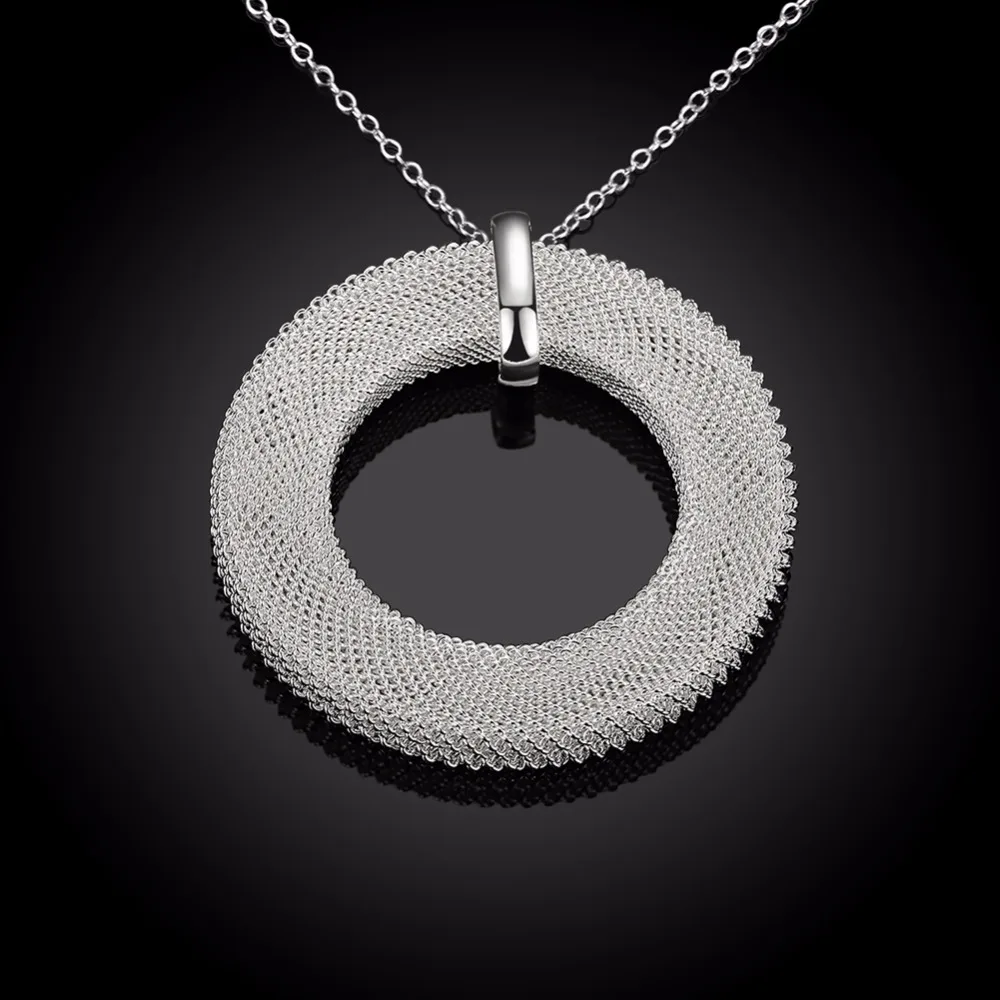 Women's Fashion Jewelry 925 sterling silver pendant charm mesh circle Pendants for necklaces P054 | Украшения и аксессуары