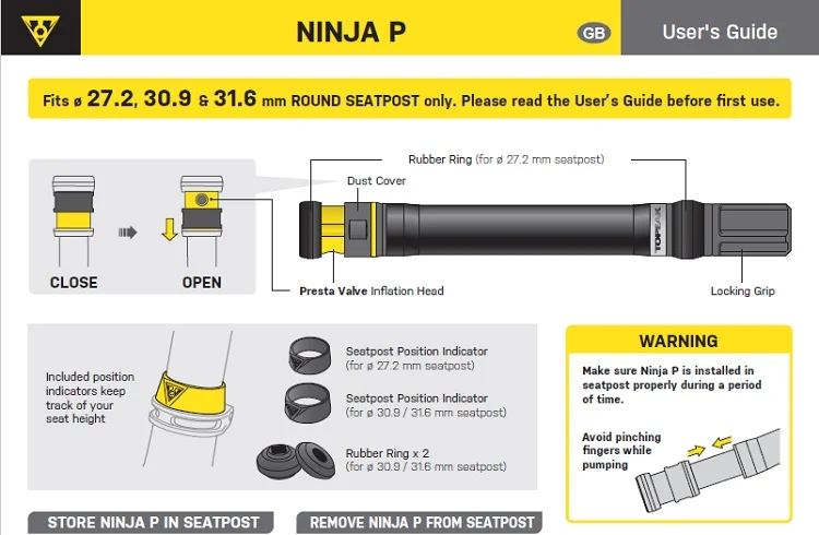 Topeak NINJA P велосипедный мини насос высокого давления дорожный велосипед 160psi Presta клапан портативный насос ЧПУ Надувное Велосипедное Подседельный штырь Скрытый насос