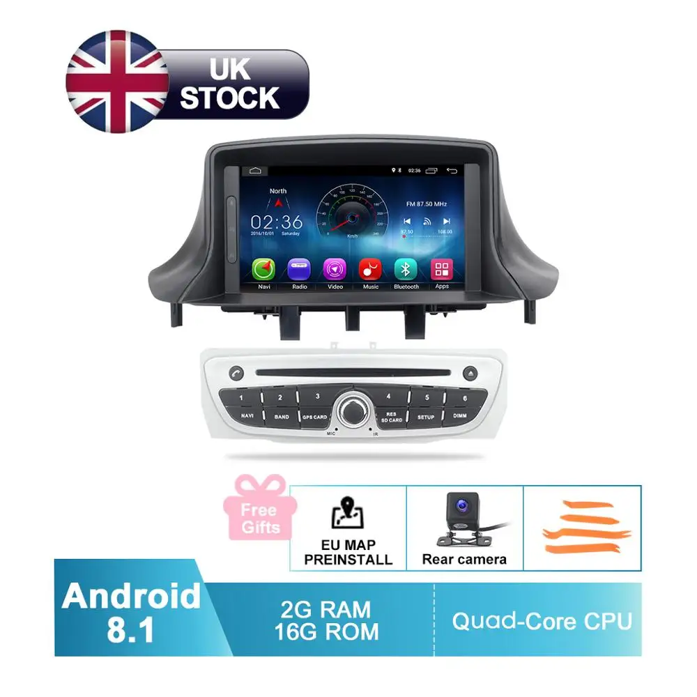 Clearance 7" HD Android 8.1 Car DVD For Renault Megane 3 2009 2010 2011 2012 2013 2014 2015 Fluence Radio WiFi GPS Navigation Rear Camera 0