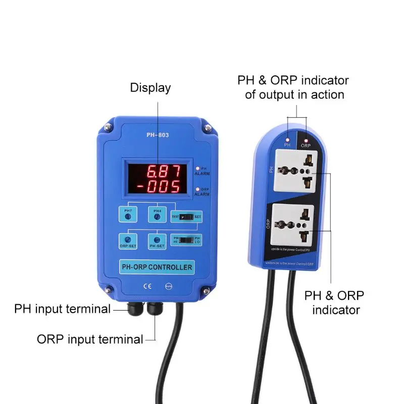 Цифровой рН ОВП Redox 2 в 1 контрольный Лер монитор w/выходное реле питания электрод управления Зонд BNC для аквариум для гидропоники растений