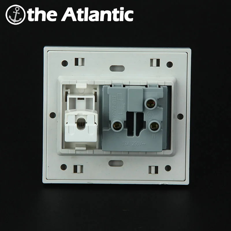 Atlantic 13A разъем стандарта Великобритании с Интернет RJ45 Розетка PC панель