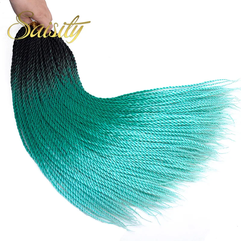 

Saisity Ombre Senegalese Twist Hair Crochet braids 24 inch 20Roots/pack Synthetic Braiding Hair for Women grey,blue,pink,brown