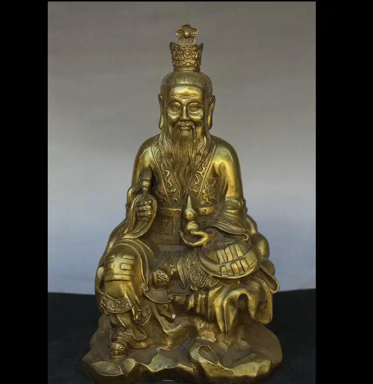 zhmui88002841978++9" China Taoism Brass Seat Hold Bottle Gourd Tai