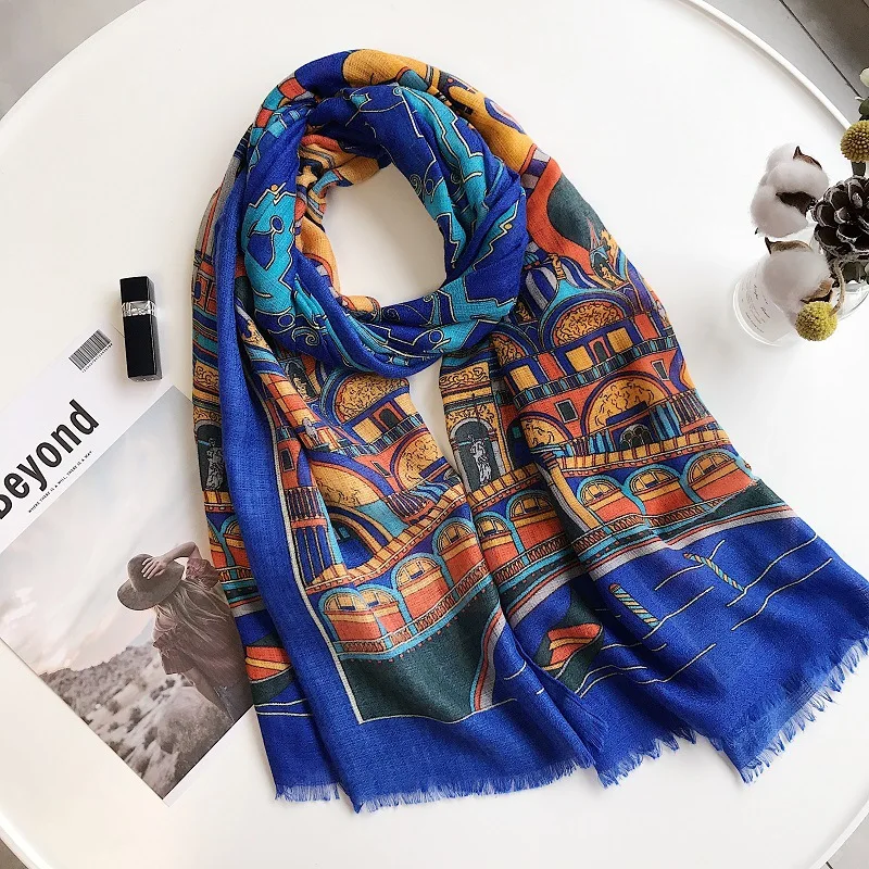 

2019 Fashion Castle Print Fringe Scarves And Shawl Cotton House Print Scarf Wrap Hijab Muffler Wholesale 10pcs/lot Free Shipping