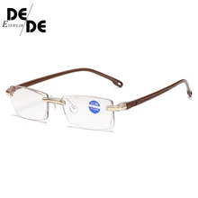 Ультралегкие очки для чтения без оправы для женщин и мужчин, прозрачные линзы, анти-Blu-Ray, компьютерные очки для чтения Пресбиопии, очки