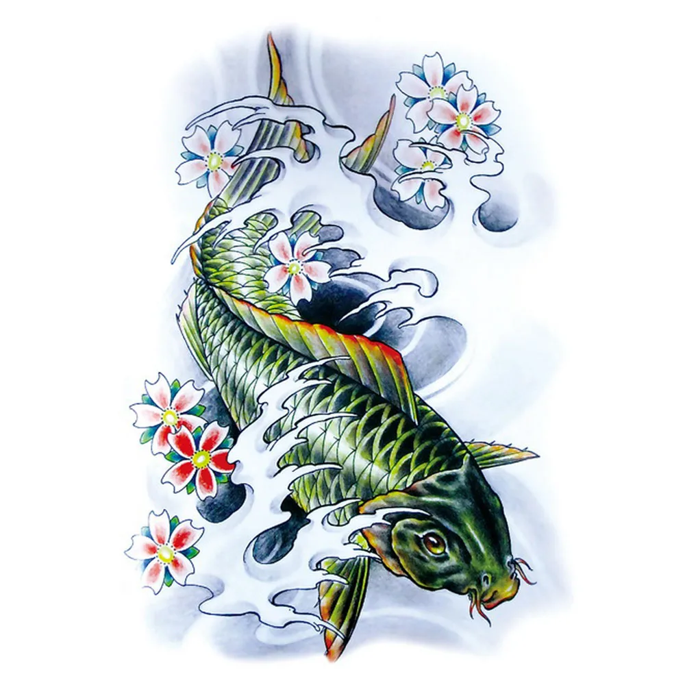Yeeech Sementara Tato Stiker Untuk Pria Wanita Besar Palsu Ikan Mas