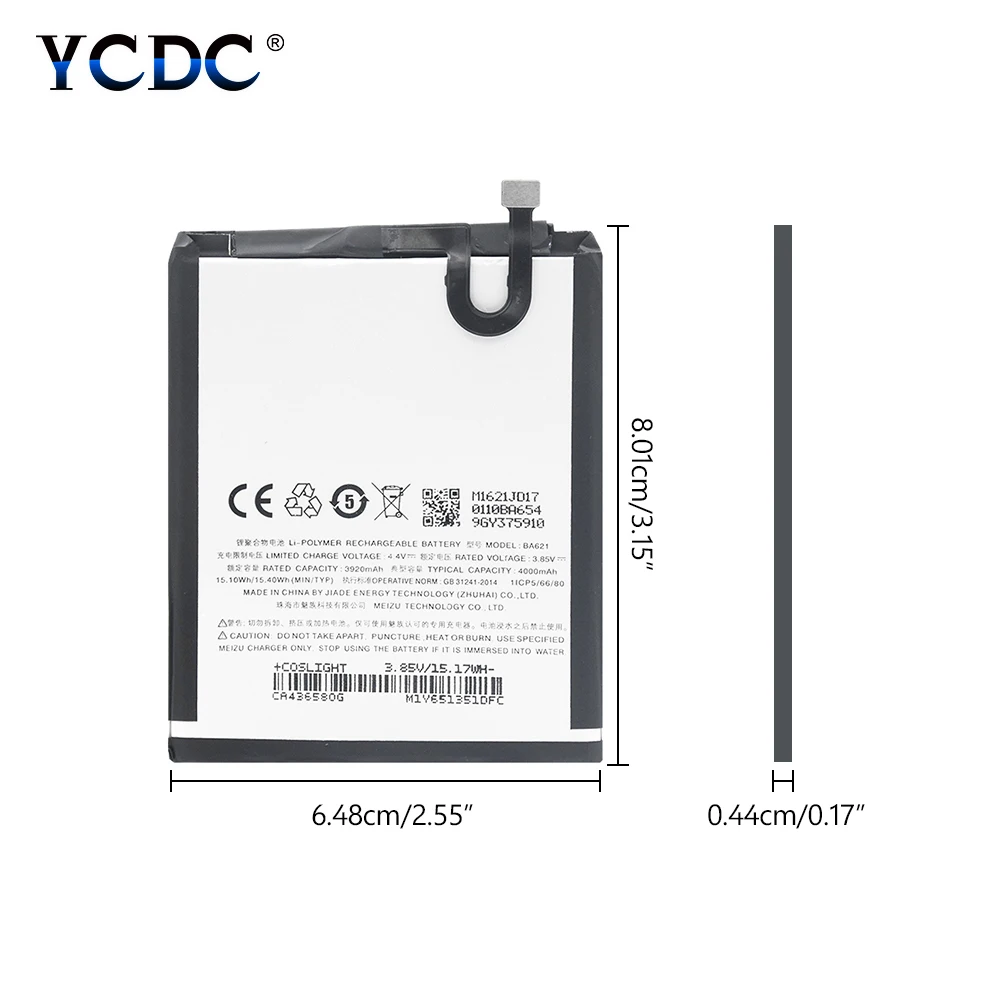 

Replacement BA621 Phone Battery BA-621 BA 621 Rechargeable For Meizu Note 5 M5 Note 4000mAh High Capacity