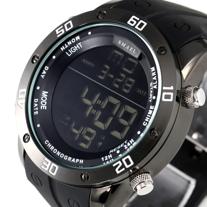 Цифровые часы с большим циферблатом, спортивные мужские часы из сплава IP, силиконовый ремешок для часов, водонепроницаемые цифровые часы с будильником, наручные часы для мужчин, подарок