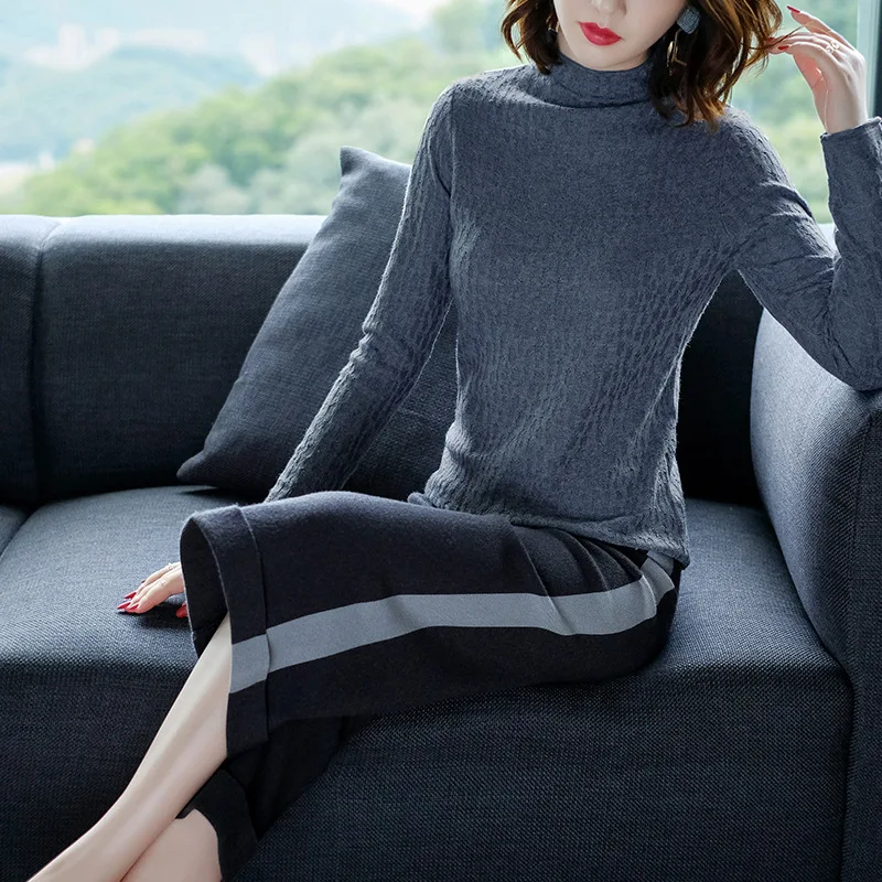 Solid elastic knit turtleneck slim basic sweater 2018 new long sleeve women autumn wool sweater 