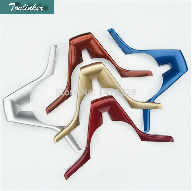 

Tonlinker 1 Pcs DIY Car Styling ABS Four color Bright Trim Steering Wheel Stickers for CHEVEROLET TRAX 2014 1pcs/pair