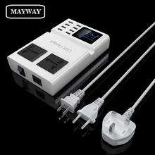 Fast Charging USB Charger Power Travel Adapter Strip Switch LED Display Screen with 8 USB Socket Ports For US UK EU Plug Sockets