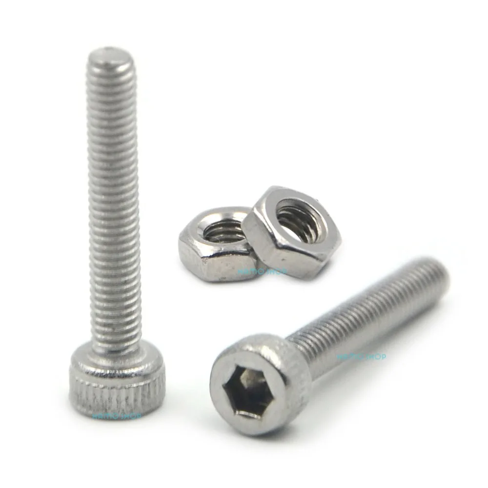

50pcs M3x18mm Stainless Steel Allen Hex Socket Head Cap Fastener Thread Screw Bolts + 50pcs M3 Nuts