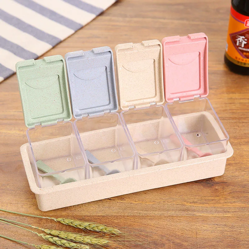 QuickDone пшеничная соломенная банка для специй с ложкой здоровая натуральная кухня