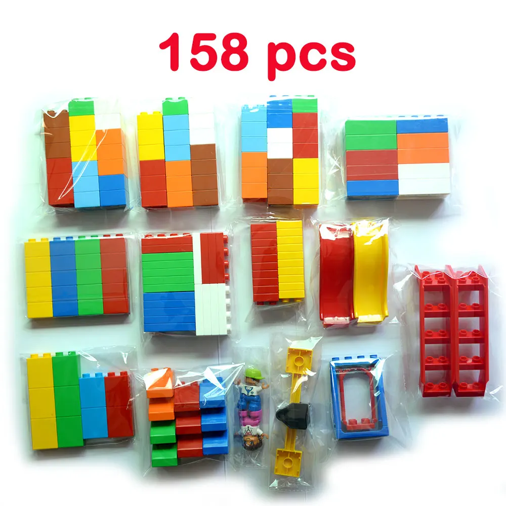 

158pcs Big Size DIY Building Blocks Bricks Sets Creative Educational Toys For Children Compatible With LegoINGs Duploe Bricks