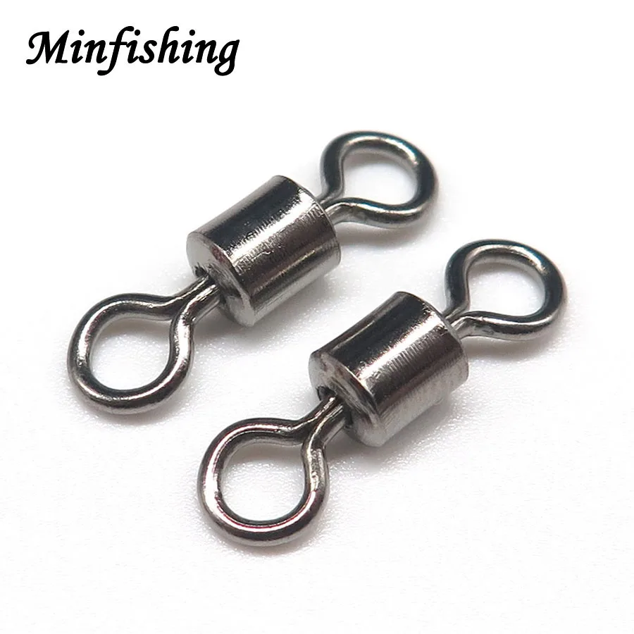 

Minfishing 200PCS Ball Bearing Swivel Solid Rings Fishing Connector size 2#-12# Rolling Swivel Ocean Boat Fishing Hooks