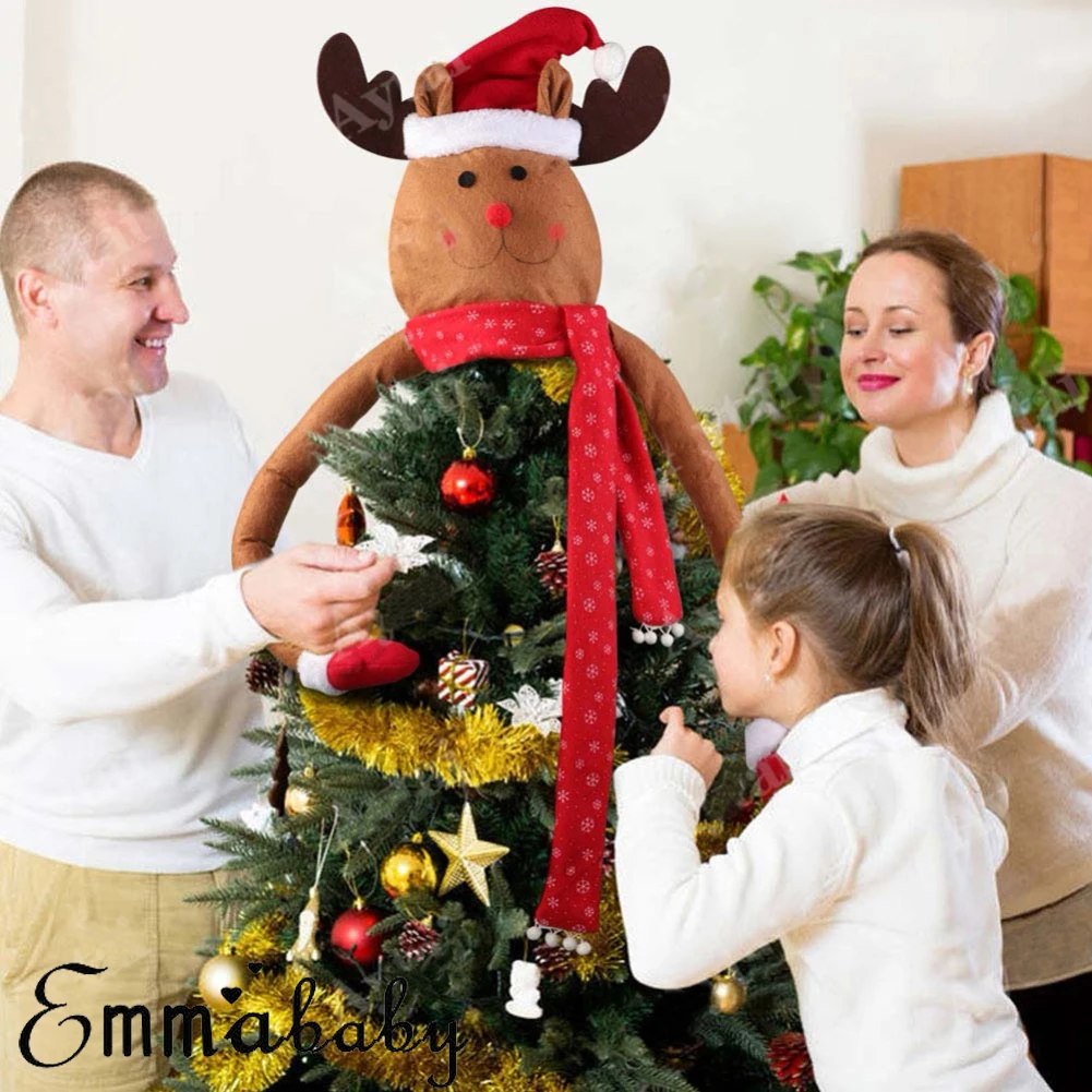 Snowman Deer Santa Christmas Tree Topper Decoration Holiday Tree Ornament Festival Decor Holiday Ornament