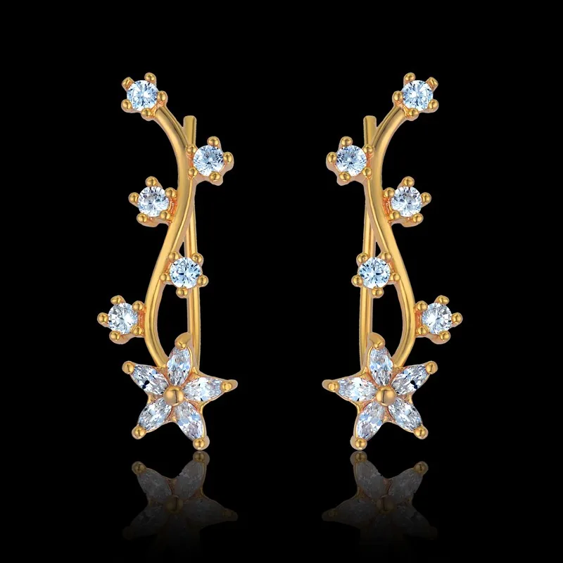 

Brincos Trendy Punk Star Ear Cuffs Clip Earrings for Women Wholesale Earrings 2017 Gold Color Earrings on the Ear EH739D