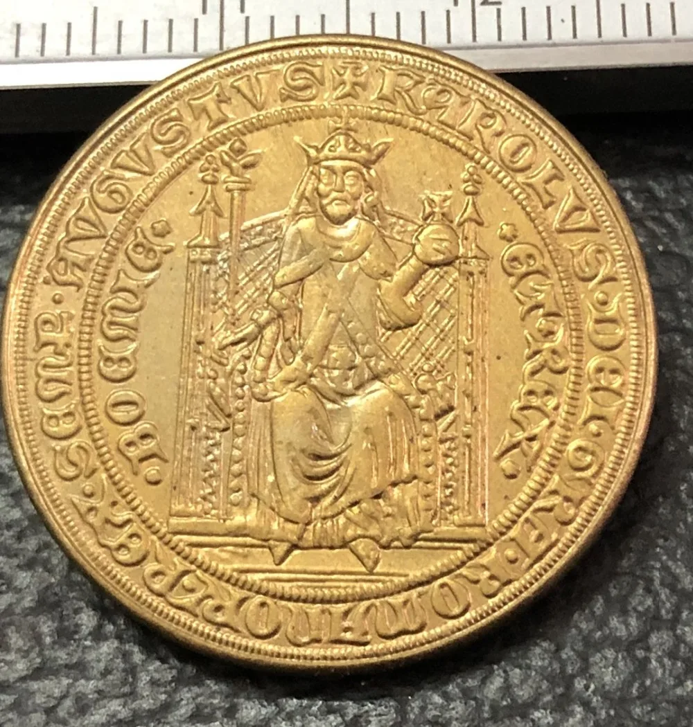 1978 Exonumia*-Bullion-czechovakia 2 Dukaty Charles IV Gold Token Copy 25 мм