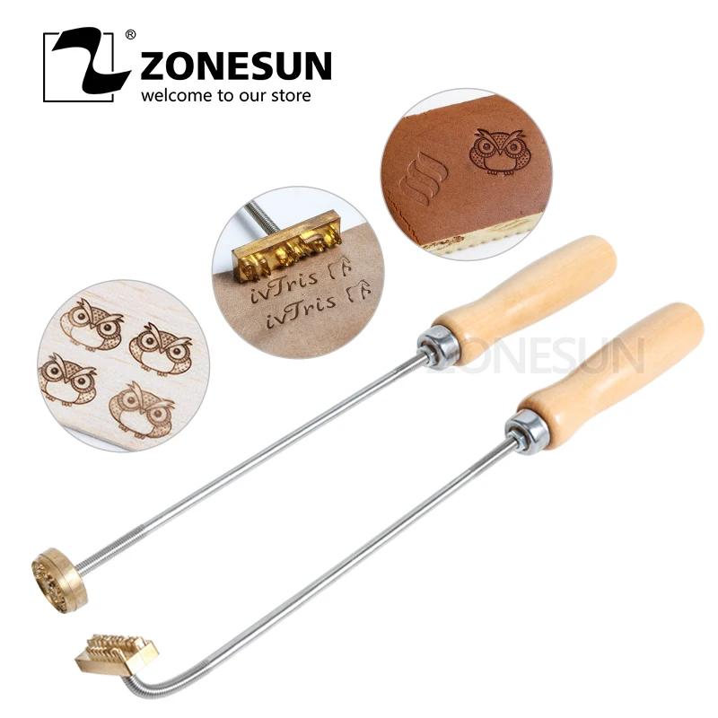 

ZONESUN Custom Design Logo Stamp Branding Iron Handle Burning Mold Stamp on Beef Meat BBQ Cookie Cake bread Wooden Brass Mold