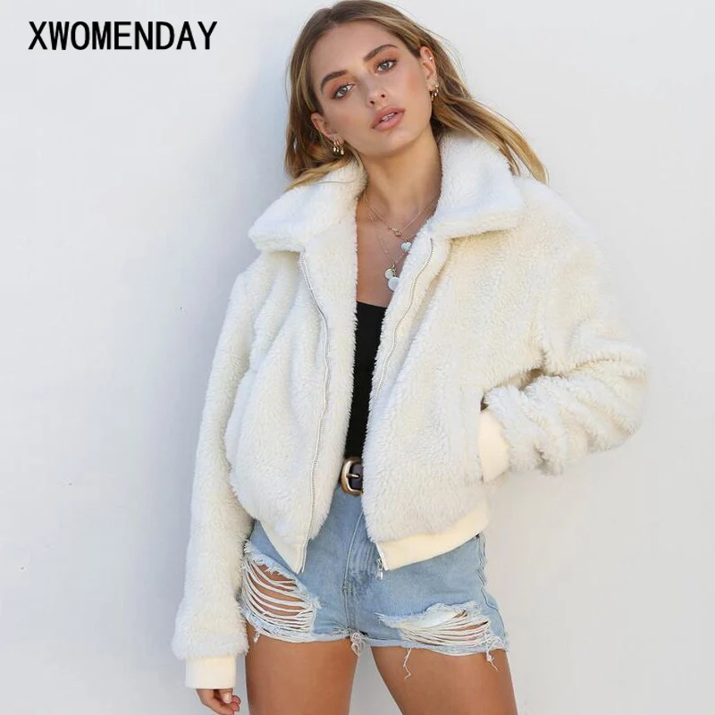 Greatest Fashion Short Coat Women 2019 Winter Warm Soft Jacket Long Sleeve Top Female Teddy Plush Casual Aut