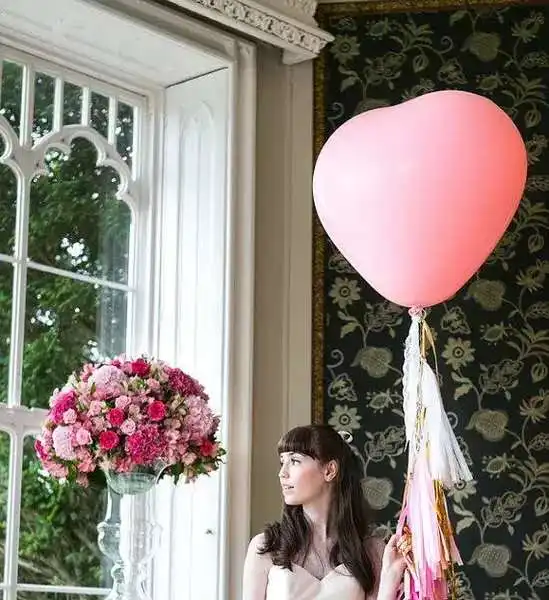 5 шт. 36 дюймов круглые латексные шарики розовый прозрачный воздушный шар с гелием Бумага кисточкой красного цвета с надписью «Love/воздушные шары Свадебные украшения День рождения - Цвет: pink heart