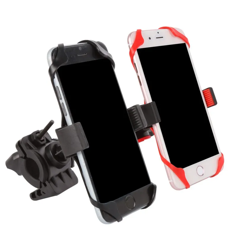 

Bike Bicycle Motorcycle Phone Holder Support Handlebar Mount Holder With 1 Red &1 Black Silicone Cases