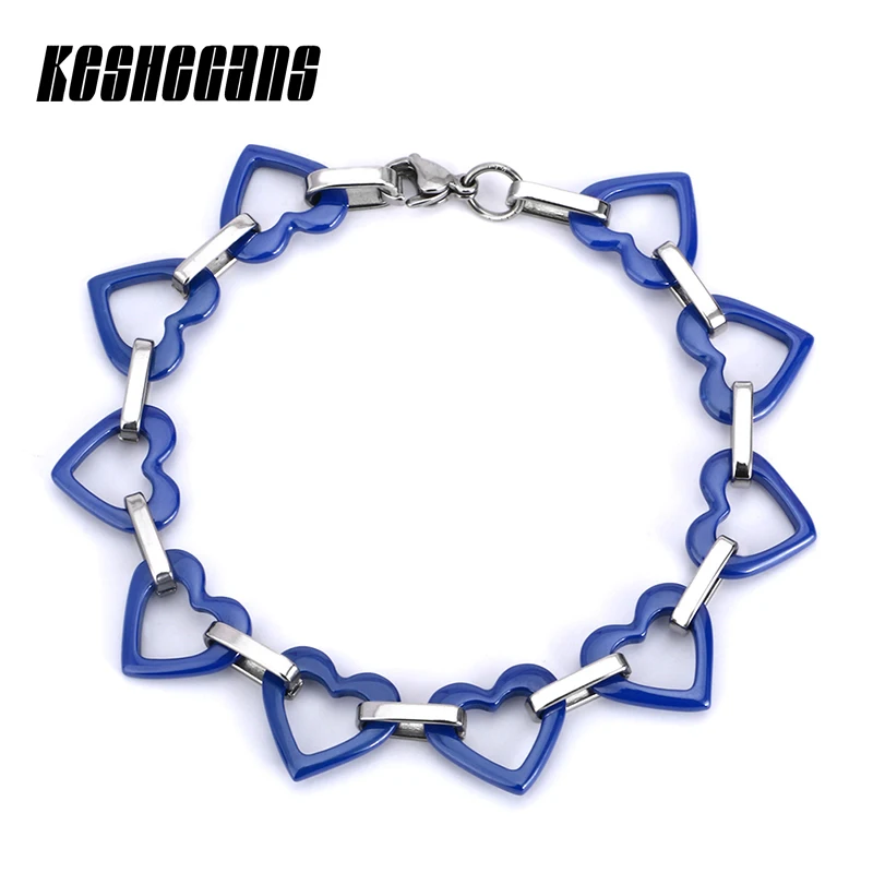 Прекрасный браслет с голубым сердцем, здоровый керамический браслет, предотвращающий аллергию, ювелирные изделия ручной работы для женщин, модный аксессуар для свадебной вечеринки, повседневной носки