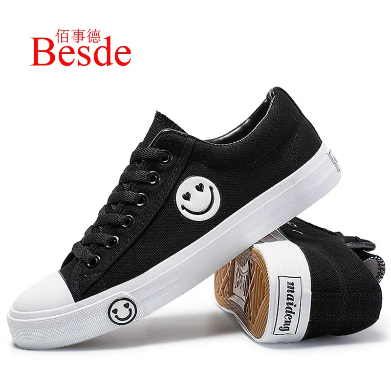 

Men canvas sneakers spring/autumn shoes size 5.5-9 solid flats 2019 trendy Korean version male sneakers