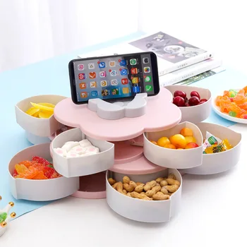 

Double Layer Fruit Bowl Petal Form Tray Dish Plate Mobile phone holder Tray Piatto di frutta + porta cellulare BDF99
