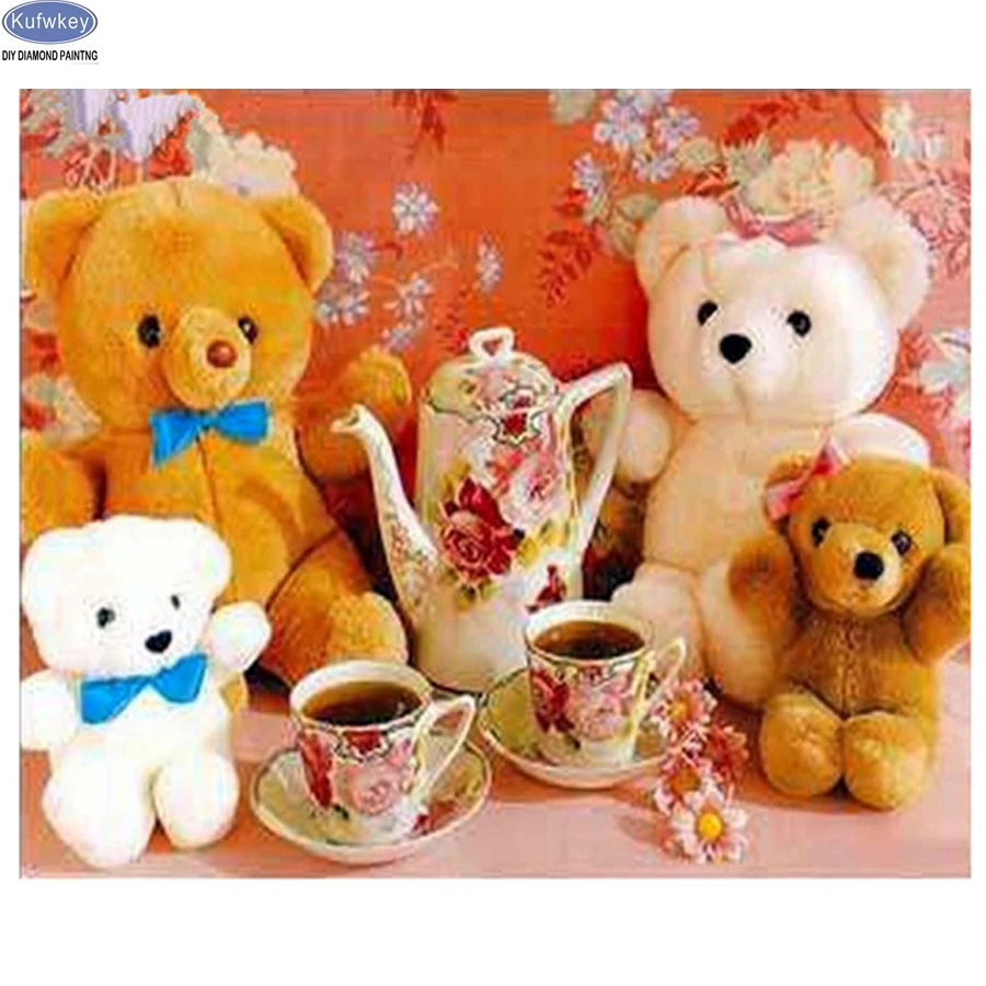 DIY Фото Пользовательские Вышивка с кристаллами 5D полный мозаика алмаз Вышивка мультфильм медведь, рукоделие для украшения дома, искусство