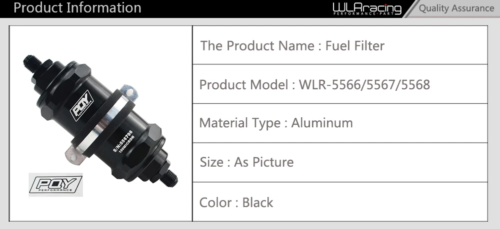 WLR RACING-PQY черный AN6/AN8/AN10 встроенный топливный фильтр E85 этанол с 100 микрон элемент из нержавеющей стали и стикер PQY