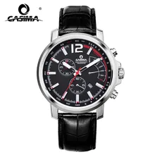 CASIMA модные повседневные часы с календарем, водонепроницаемые часы из нержавеющей стали с кожаным ремешком, мужские спортивные часы 8305