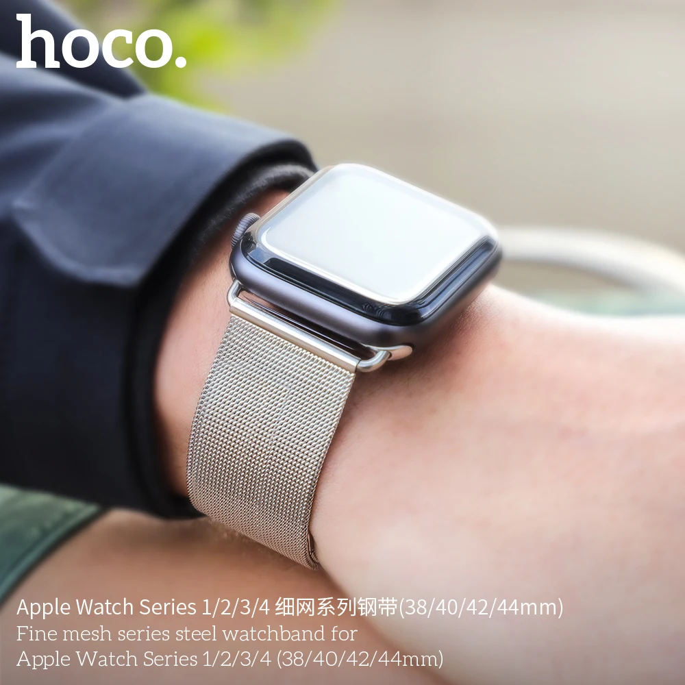 HOCO Milanese Loop для Apple Watch 5 4 3 2 1 Band 44 мм 40 мм 38 мм iWatch Series 5 4 Ремешок из нержавеющей стали Ремень Женщины Мужчины Браслет