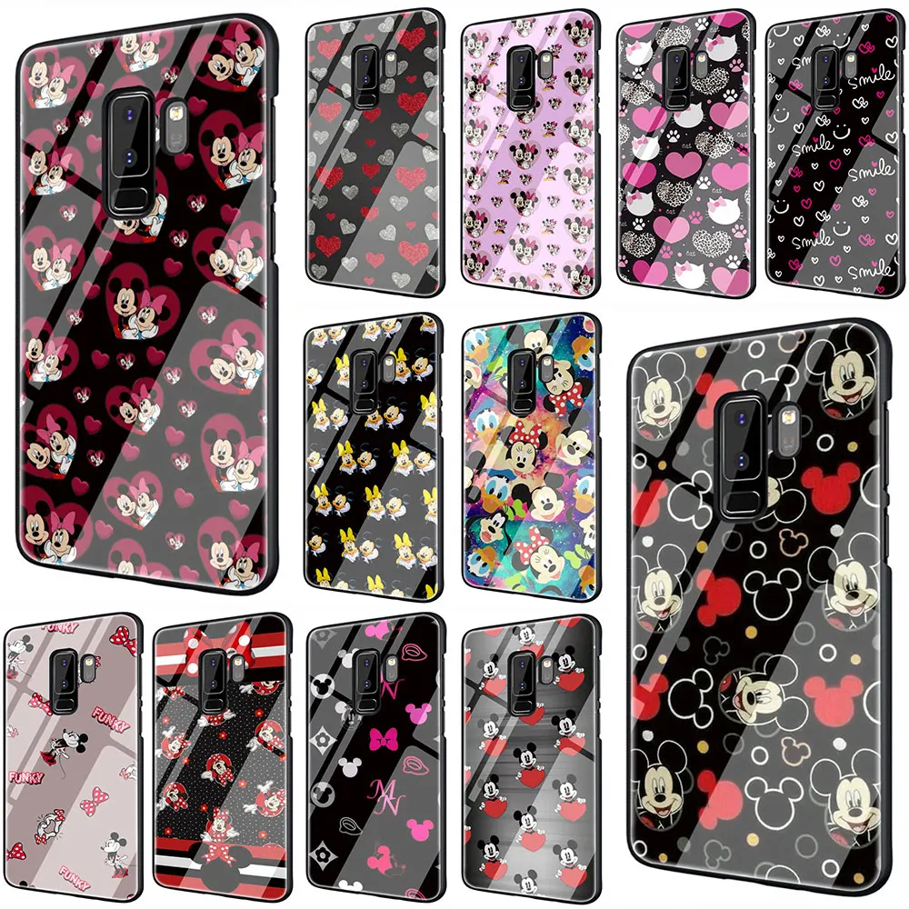 

Mickey Minnie WP Tempered Glass TPU Black Cover Case for Galaxy S7 Edge S8 S9 Plus S10 Note 8 9 10 A10 20 30 40 50 60 70