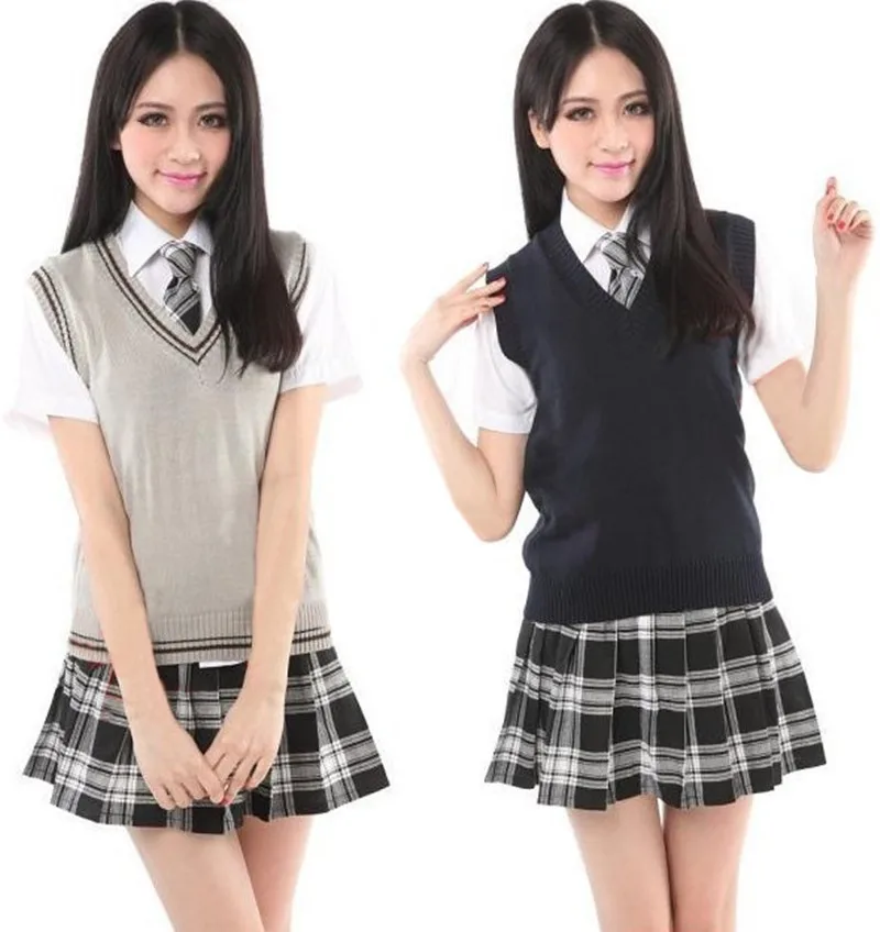 Japan Korea Girl Vest Sweater Uniforms Student .