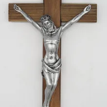 12 дюймов настенное распятие Иисус Христос на карбонизированной древесине крест Смола античное серебро Отделка Иисус на крест с надписью INRI домашний декор часовни