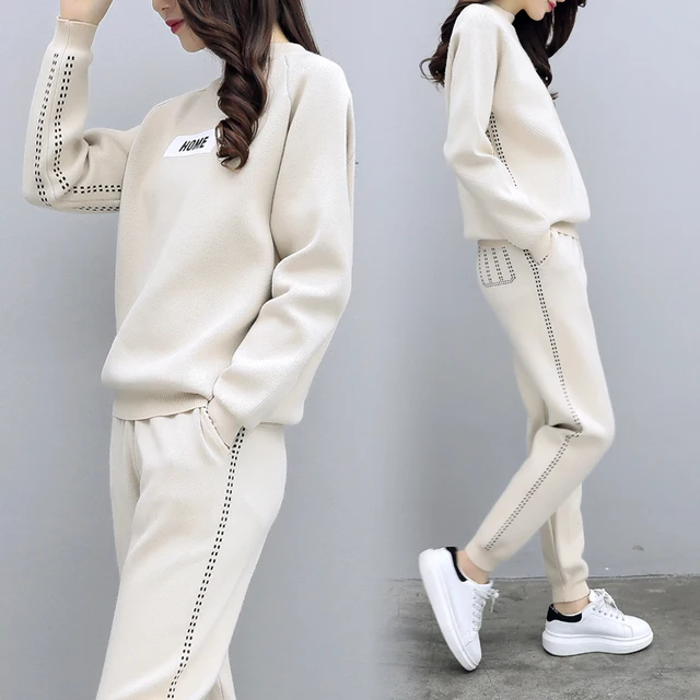 Special Price 2018 Limited Full O-neck Elastic Waist New Two-piece Suit Fashion Casual Knit Female 2 Piece Outfits For Women Sweat Suits Special Price 2018 Limited Full O-neck Elastic Waist New Two-piece Suit Fashion Casual Knit Female 2 Piece Outfits For Women Sweat Suits