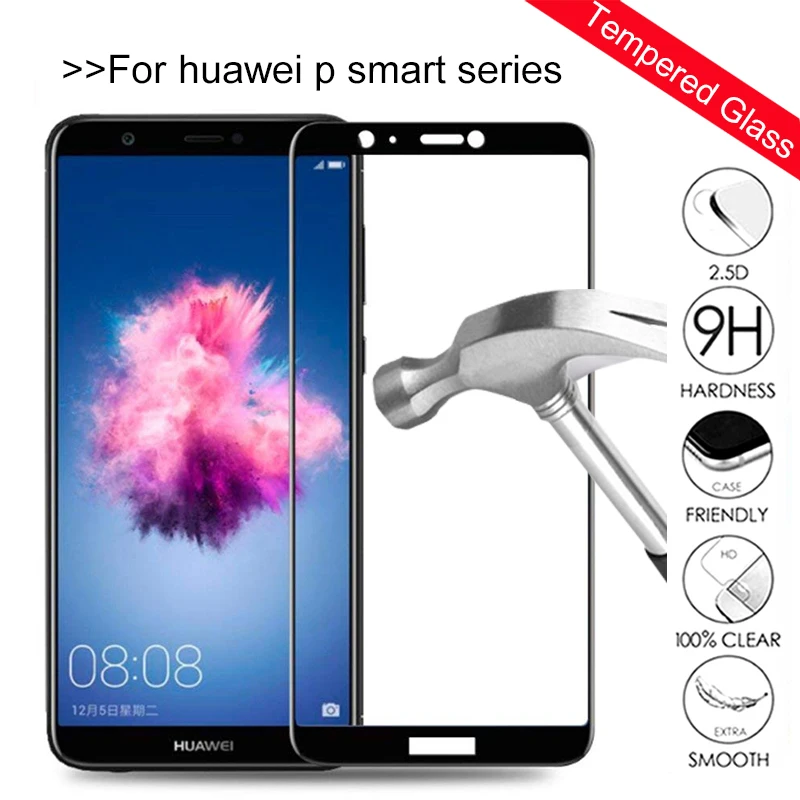 

Tempered Glass For Huawei P Smart FIG-LX1 Case Protective Glass On P smart 2019 Psmart Plus 5.65 6.3'' inch Case Full Cover Film